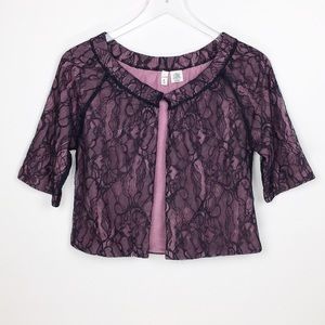 Moth Anthropologie Lace Short Sleeve Cardigan